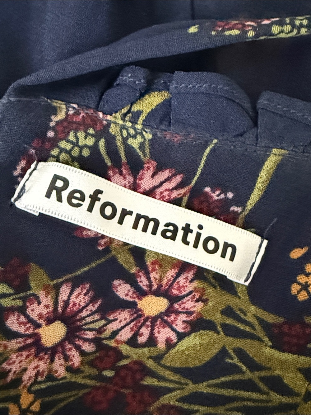 Reformation navy blue floral summer midi dress - Picture 9 of 10